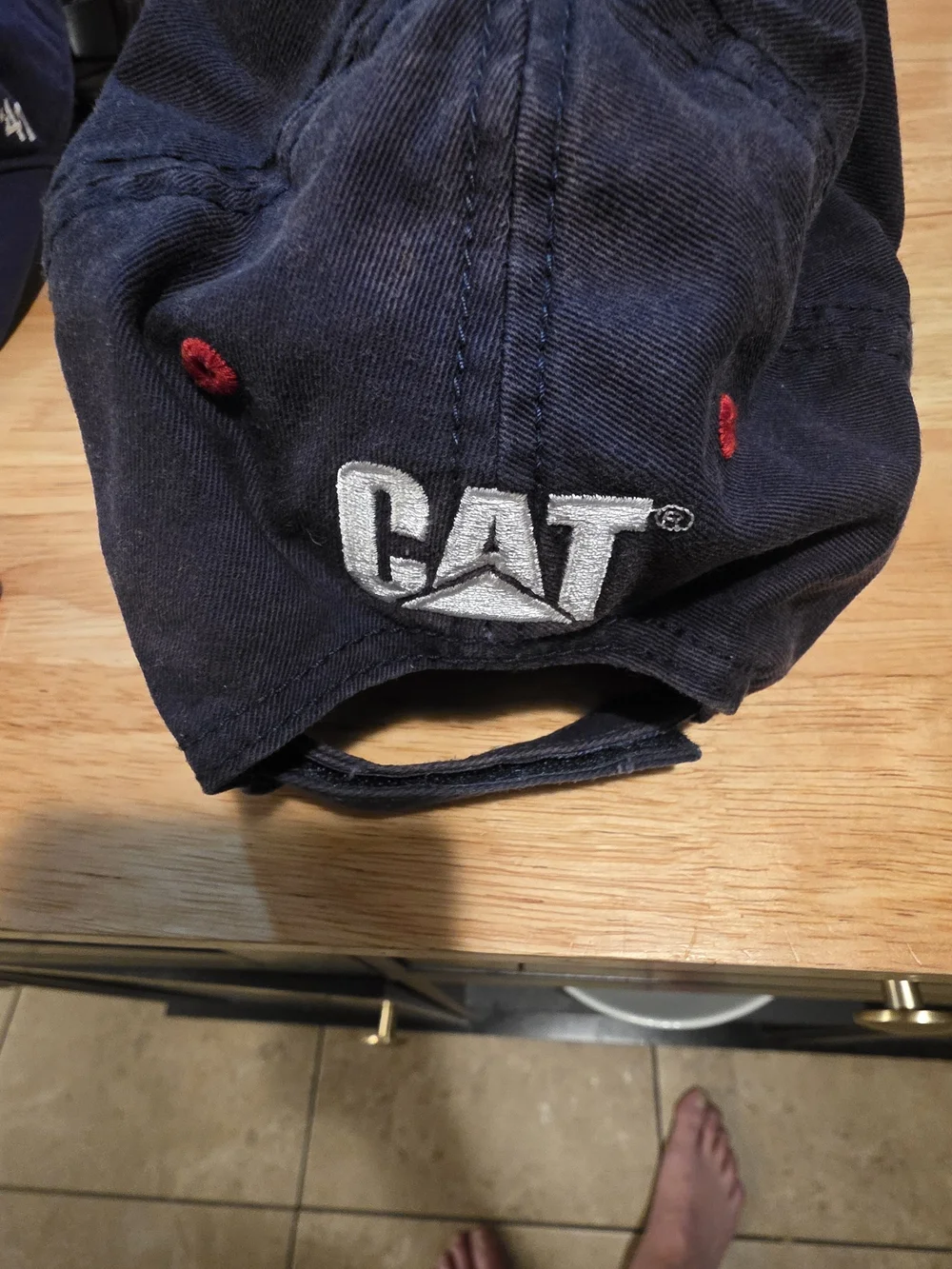 Caterpillar Embroidered Logo Baseball Cap - Navy with Red Accents